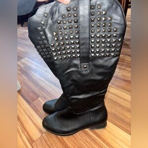 Body Central Black Studded Moto Boots